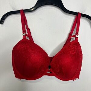 Victoria's Secret red lace strappy very sexy Push‎ up bra women's size 36DD